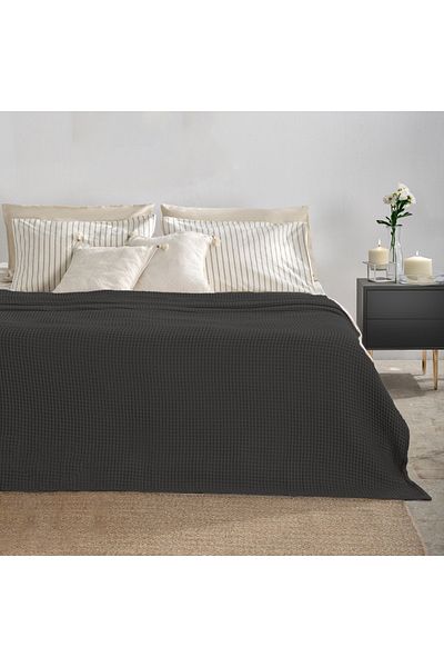 Lucy and Home 100% Cotton Single Summer, Thin Pique 155x210 Cm Anthracite