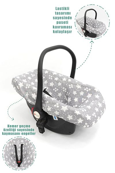 mordesign Gray Big Stars Series Baby Stroller Sheet - Elastic Waist, Car Seat Cover