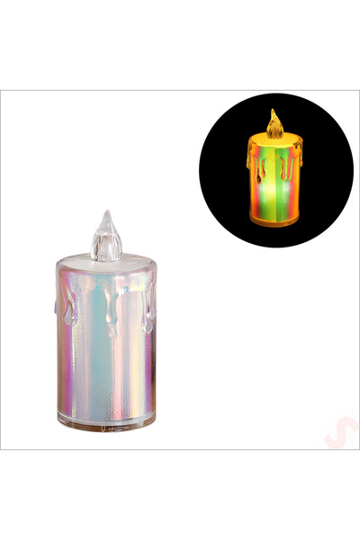 Süsle Baby Party Erimiş MuM Görünümlü,Gökkuşağı Işıklı Pilli Led MuM, 8x3,6cm...
