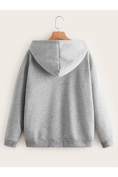 MANCY Unisex 2ip Knitted Fabric Hooded Oversize Unprinted Cardigan