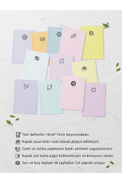 Postifull Mini caiet - 12 bucăți - Set caiet de buzunar - 48 de coli