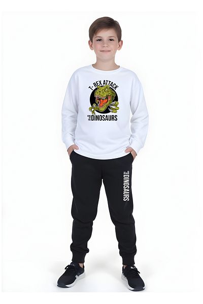 YA KO KİDS Set de pijamale T-Rex Attack pentru băiat cu talie elastică