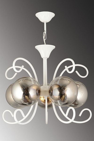 SONSUZ AYDINLATMA&AVİZE Violet White 5-Piece Smoked Glass Modern Luxury Chandelier
