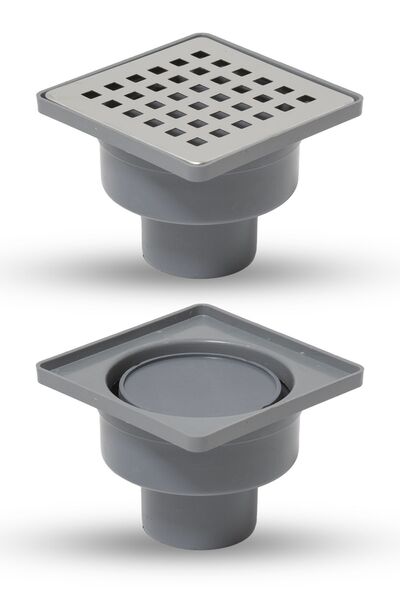 QUAFLUX 10X10 ALT ÇIKIŞLI 304 PASLANMAZ YER SİFONU