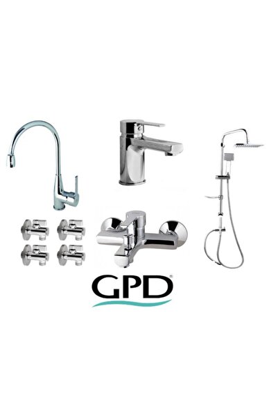 GPD Solus 8 Parça Krom Armatür Musluk Batarya Banyo Seti Mte55-mbb55-mlb55-ds...