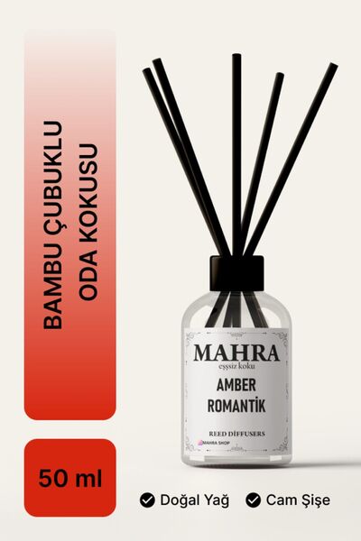 Amber Romantik Bambu Çubuklu Oda Kokusu Esansiyel Uçucu Yağ Reed Diffuser 50ml