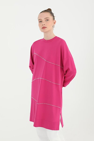 Puane VİSKON KUMAŞ ÖNÜ TAŞ ŞERİTLİ TESETTÜR TUNİK