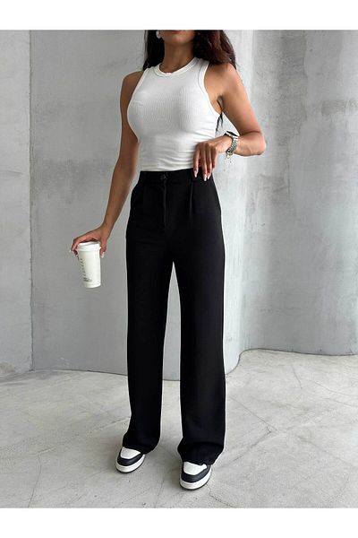 RAFINERY High Waist Women's Palazzo Trousers - Pleated and Pocket, Model 69903 2401