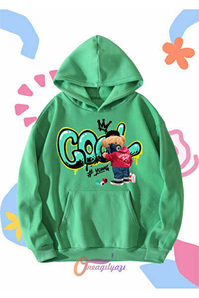 oneagılyazı Unisex dečija majica - Cool print medvjedića, Oversize kroj dukseva