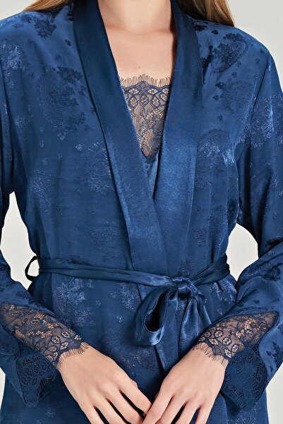 Feyza Kadın 3 Lü Jakar Mavi Pijama Takım C1T3N0O5