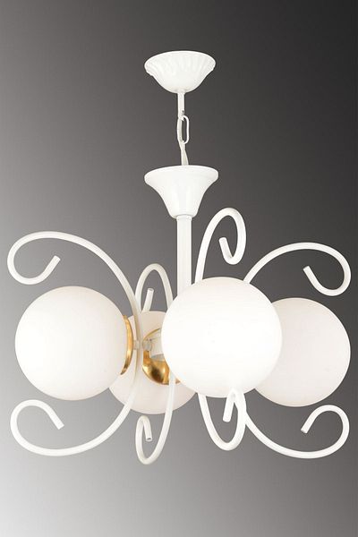 SONSUZ AYDINLATMA&AVİZE Violet White 4-Piece Modern Luxury Chandelier with White Globe Glass