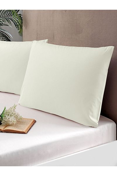 Pierre Cardin Cotton Satin 2-Piece Pillowcase Set - Cream