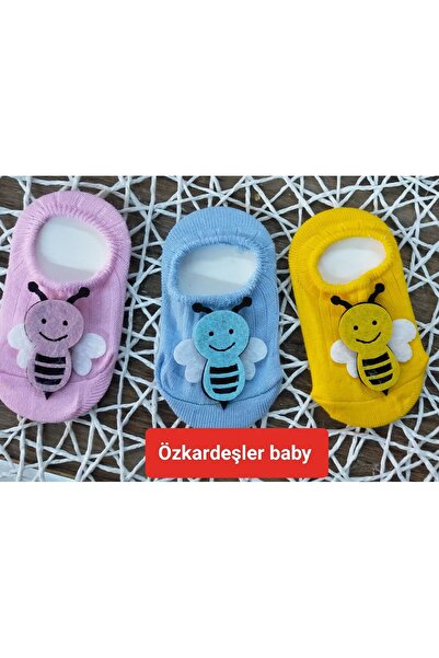 ÖZKARDEŞLER BABY Bebek babet çorap keçe fükürlü Arılı 3lü