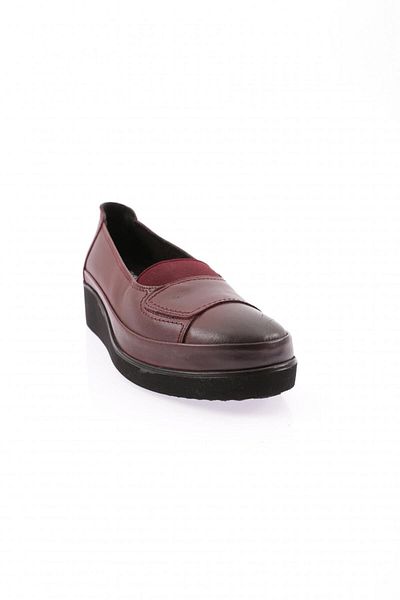 DGN Pantofi Confort pentru damă cu talpă groasă din piele naturală roșu claret 21953217