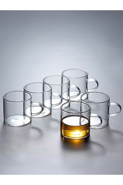 Kingstone 120ml Borosilicate Glass - 6 Pieces Coffee and Tea Cup, Espresso Cup, Heat Resistant Mr