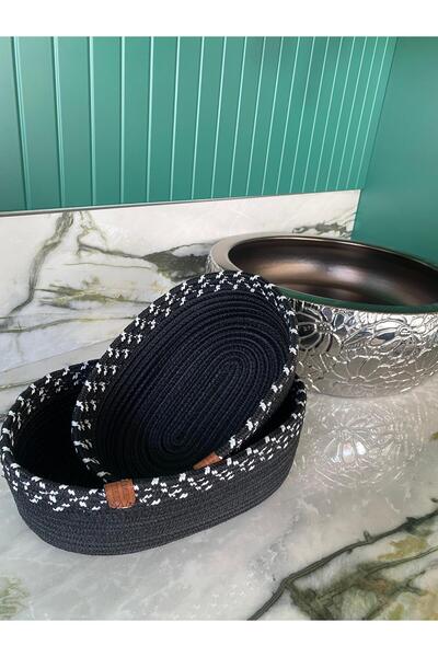 Türkmen Ev Tekstil Jüt ,Siyah ,2li sepet Takımı ,Düzenleyici, Organizer