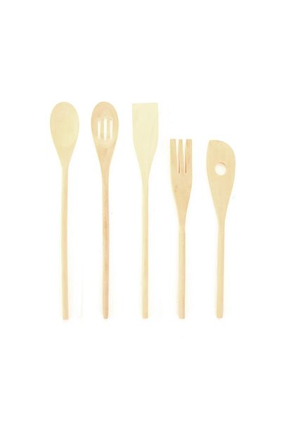 Excellent Houseware Beige Color 5-piece Wooden Serving Set
