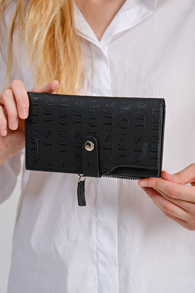 Just Polo Vegan Women's Wallet with 8 Cards and 1 ID Compartment - Snap and Zipper Closure