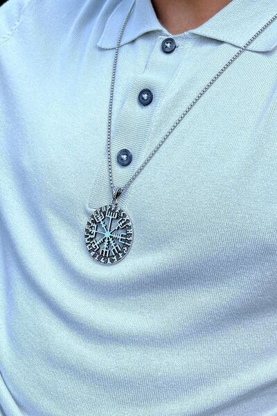 MOONİ ACCESSORİES Çelik Kolye Viking Pusulası Vegvisir Model 316l