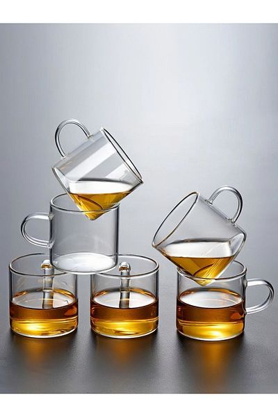 Kingstone 120ml Borosilicate Glass - 6 Pieces Coffee and Tea Cup, Espresso Cup, Heat Resistant Mr