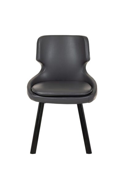 MARKAELZ SİYAH METAL AYAKLI SALON/MUTFAK SANDALYESİ SELEKULAK (DERİ)