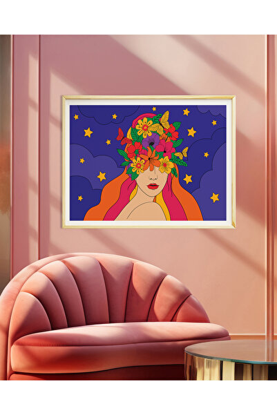 Ayışığı Dizayn Maximalist Stars Stars My Natural Wood Framed Poster Set de pi...