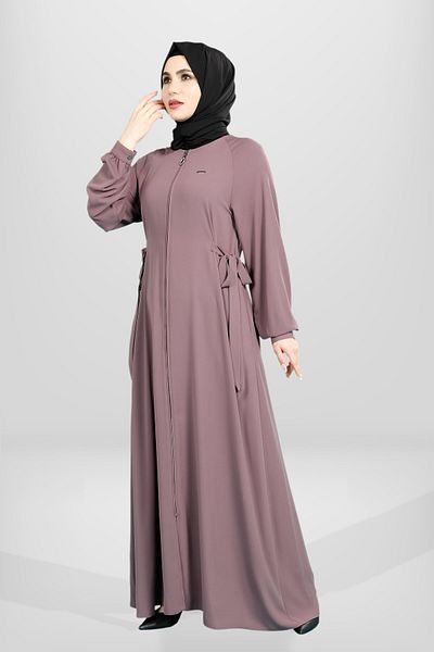 Beyza Dusty Rose Color με φερμουάρ Tie-Up Ferace 3915
