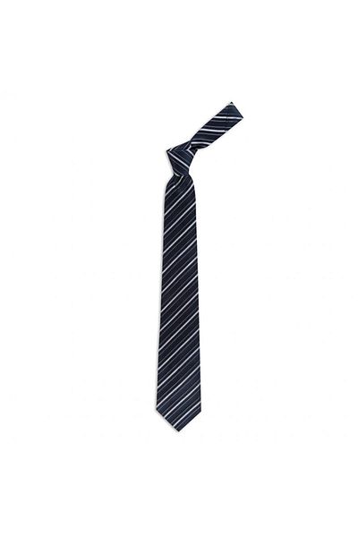 1001 Kravat Men's Navy Blue Striped 8 cm Wide Silk Tie