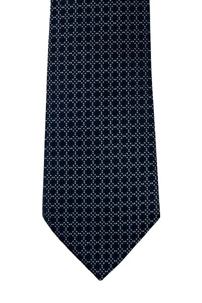 1001 Kravat Navy Blue Patterned 8 cm Wide Silk Tie