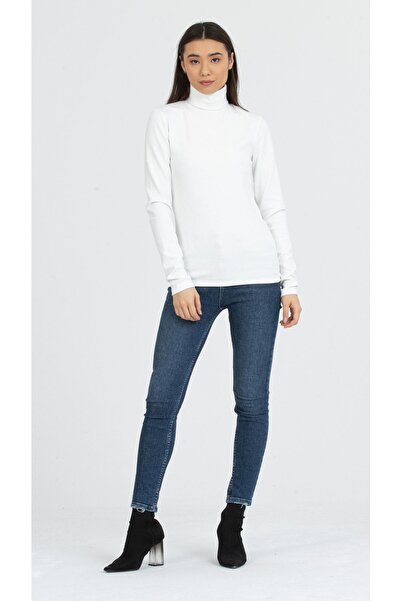 Kallisto White Turtleneck Knitted Blouse