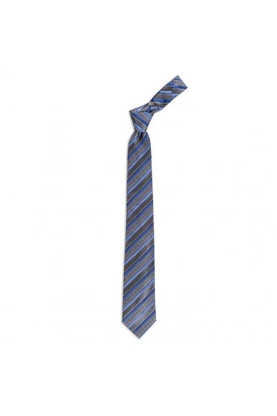 1001 Kravat Blue Gray Striped 7.5 cm Wide Silk Tie