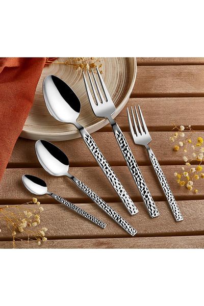 Amboss Crystal 60 Pieces 12 Person Stainless Steel Fork Spoon Set - Boxed