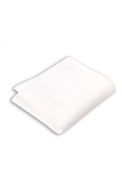 1001 Kravat Plain White 33x33 Cm Linen Pocket Handkerchief