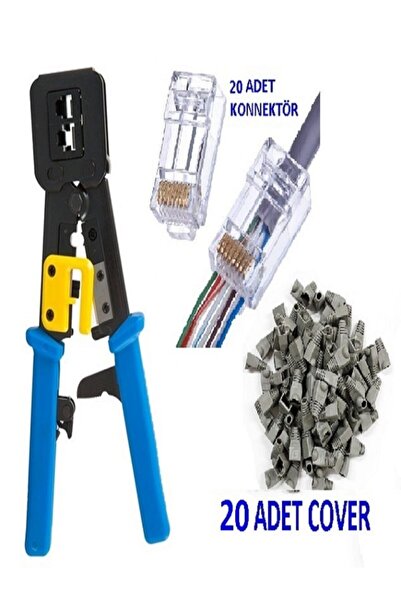 OEM Yeni Nesil Rj45 Ağ Pensesi 20 Adet Jack 20 Adet Kılıf