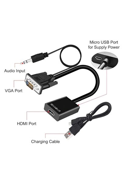 SEENERGY Vga To Hdmı Çevirici Vga Audio To Hdmı Converter Usb Destekli Vga Hdmi