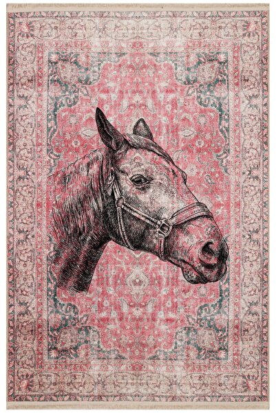 kilim home Mars 149 Vintage Kırmızı El Çizimi  At Temalı Dokuma Taban Halı