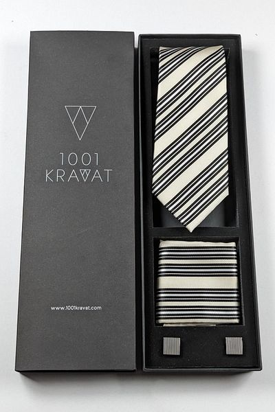 1001 Kravat Men's Gift Set with Handkerchief, Tie and Cufflinks