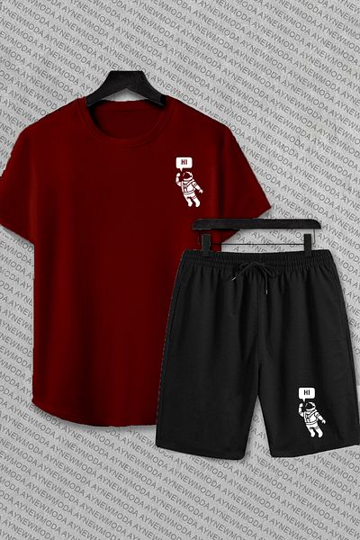 AYYA Black Astronaut Printed Men's Oversize T-shirt - Comfortable Crew Neck Basic Set