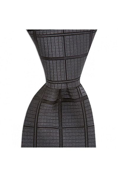 1001 Kravat Dark Gray Patterned 8 cm Wide Silk Tie