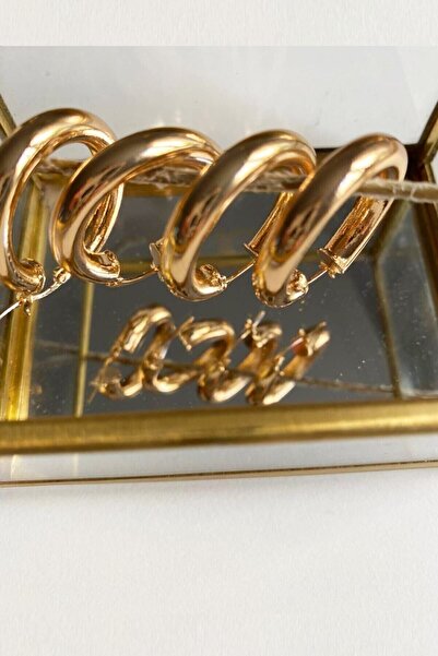 BC Accessorize Gold Büyük Klasik Altın Halka Kaplama Çelik Küpe