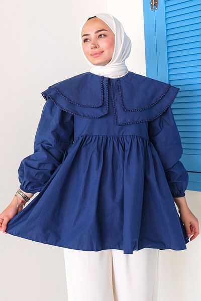 LOCCO Πουκάμισο με διπλό γιακά Navy Blue