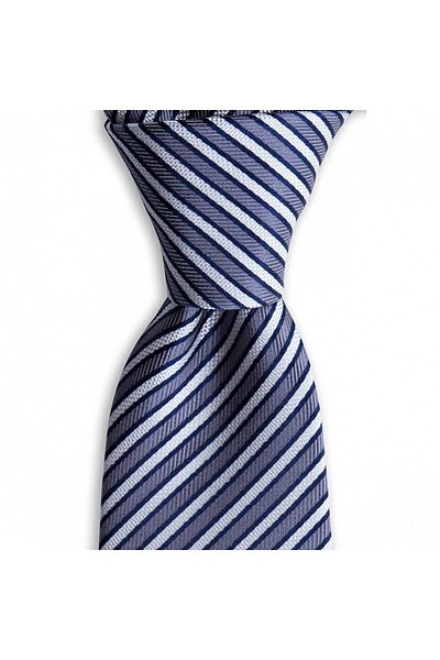 1001 Kravat Gray Striped 7.5 cm Wide Silk Tie