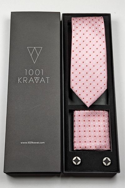 1001 Kravat Men's Gift Set with Handkerchief, Tie and Cufflinks