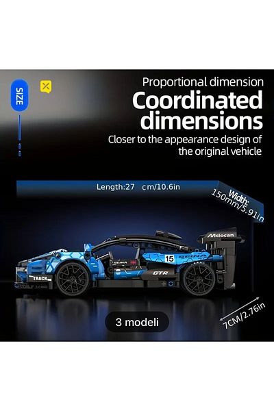 seyuse لعبة مكعبات البناء McLaren Senna GTR 455 قطعة - هدية عيد ميلاد سيارة ثلاثية الأبعاد