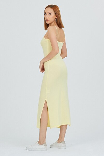 Kallisto Φόρεμα με σχοινί με κίτρινο σκίσιμο στενό φόρεμα