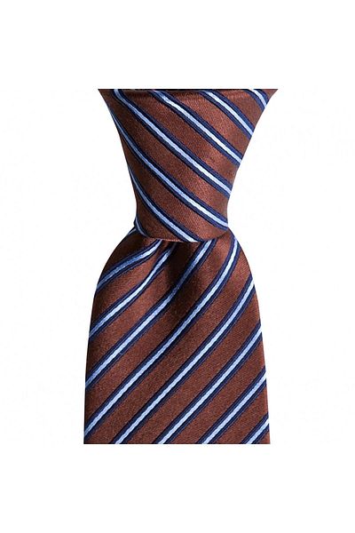 1001 Kravat Brown Striped 7.5 cm Wide Silk Tie