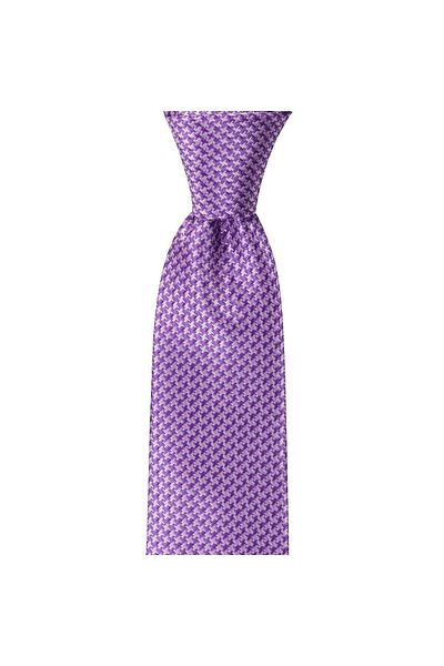 1001 Kravat Lilac Patterned 8 cm Wide Tie with Handkerchief