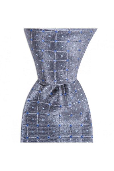 1001 Kravat Light Gray Patterned 7.5 cm Wide Silk Tie