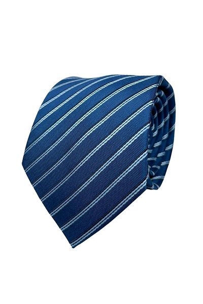 1001 Kravat Navy Blue Striped Necktie Men