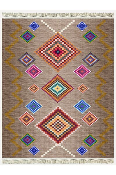 kilim home سجادة قطنية 3668 سجادة زخرفية بنمط إسكندنافي بألوان بيج